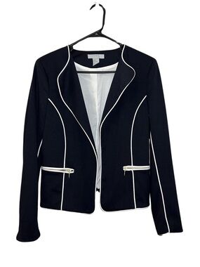 H&M Black Blazer Jacket with White Piping